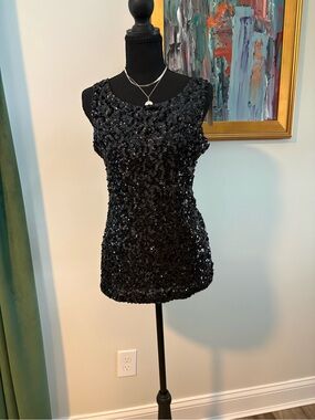 Black Sequin Tank Top